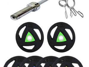 GYMCREW Home Gym Exercise KIT Imported Rubber Coated Weight Plates 40 kg with 6 FT Olympic Rod